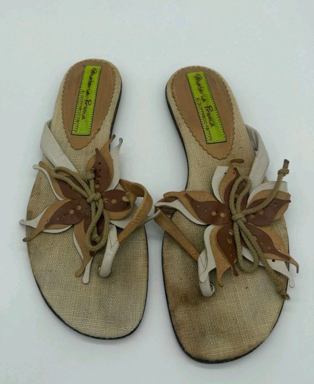 Materia Prima By Goffredo Fantini Shoes Womens Size 6.5 Flower Thong Sandals